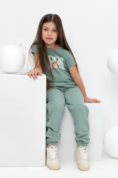 Брюки для девочек CROCKID, КР 400584, цвет - зеленый