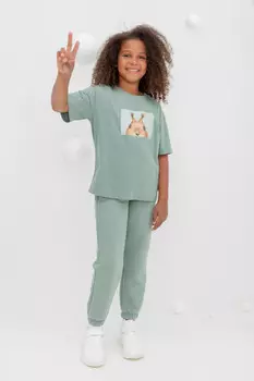 Брюки для девочек CROCKID, КР 400586, цвет - зеленый