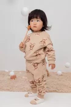 Брюки для девочек CROCKID, КР 400599, цвет - светло-бежевый