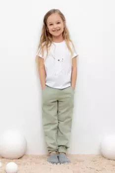 Брюки для девочек CROCKID, КР 400623, цвет - хаки