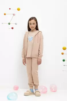 Брюки для девочек CROCKID, КР 400669, цвет - бежевый