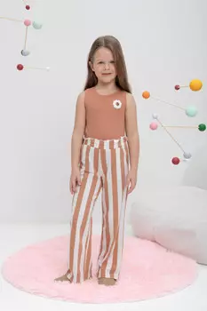 Брюки для девочек CROCKID, КР 400691, цвет - коричневый