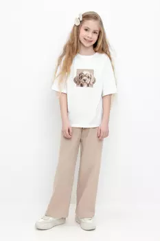 Брюки для девочек CROCKID, КР 400727, цвет - бежевый