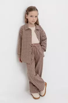 Брюки для девочек CROCKID, КР 400730, цвет - бежевый