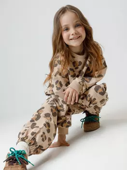 Брюки для девочек CROCKID, КР 400887, цвет - бежевый