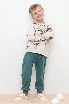 Брюки для мальчиков CROCKID, КР 400624, цвет - зеленый