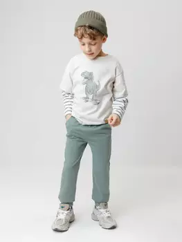 Брюки для мальчиков CROCKID, КР 400633, цвет - зеленый