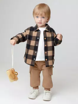 Брюки для мальчиков CROCKID, КР 400853, цвет - коричневый