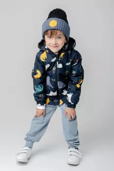 Демисезонная куртка для мальчика с утеплителем для мальчиков CROCKID, ВК 30115/н/3 Ал, цвет - темно-синий