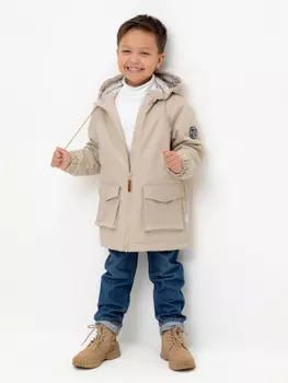Демисезонная куртка для мальчика с утеплителем для мальчиков CROCKID, ВК 30150/1 УЗГ, цвет - бежевый