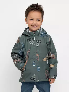 Демисезонная куртка для мальчика с утеплителем для мальчиков CROCKID, ВК 30135/н/5 Ал, цвет - зеленый