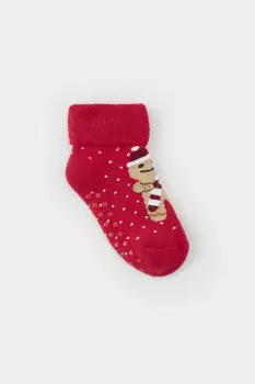 Детские трикотажные носки из махры для девочек CROCKID, К 9583/12 ФВ, цвет - красный