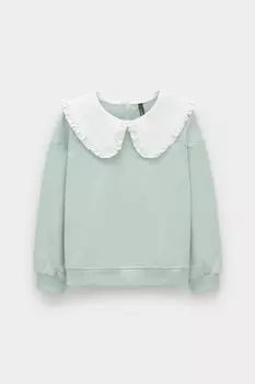 Свитшот с воротником для девочки для девочек CROCKID, КР 302709-1, цвет - голубой