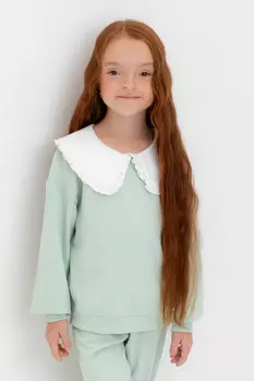 Свитшот с воротником для девочки для девочек CROCKID, КР 302709, цвет - голубой