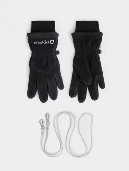 Флисовые перчатки на шнурке для мальчиков CROCKID, ФЛ 10001/25/55 ГР, цвет - темно-серый