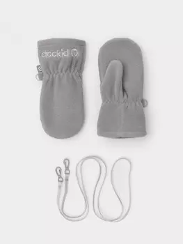 Флисовые варежки на шнурке для мальчиков CROCKID, ФЛ 10000/25/56 ГР, цвет - серый