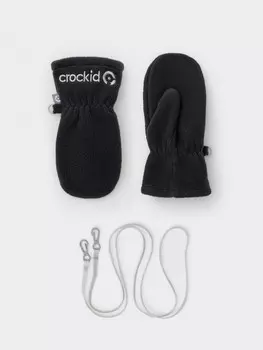 Флисовые варежки на шнурке для мальчиков CROCKID, ФЛ 10000/25/60 ГР, цвет - темно-серый