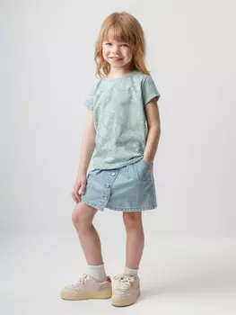 Футболка для девочек CROCKID, К 301024, цвет - голубой