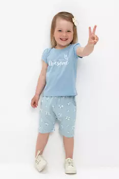 Футболка для девочек CROCKID, К 301715, цвет - голубой