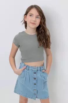 Футболка для девочек CROCKID, К 302049, цвет - зеленый