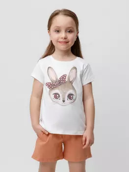 Футболка для девочек CROCKID, К 302295, цвет - бежевый