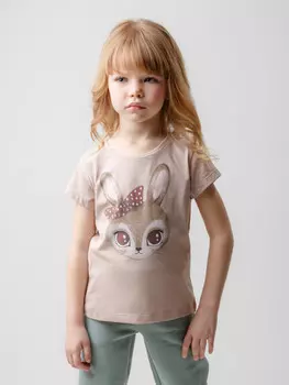 Футболка для девочек CROCKID, К 302295, цвет - бежевый