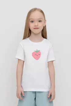 Футболка для девочек CROCKID, К 302348, цвет - белый