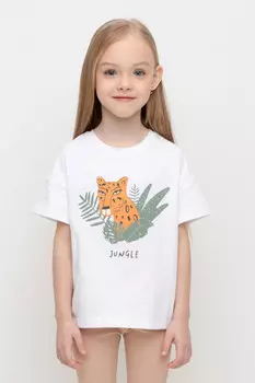 Футболка для девочек CROCKID, К 302349, цвет - белый