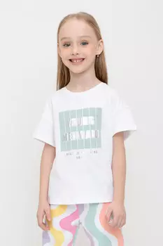 Футболка для девочек CROCKID, К 302350, цвет - белый