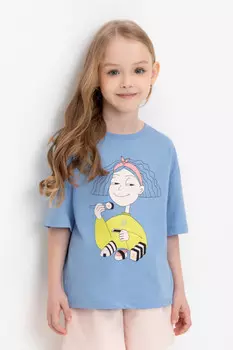 Футболка для девочек CROCKID, К 302351, цвет - голубой