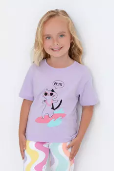 Футболка для девочек CROCKID, К 302356, цвет - фиолетовый