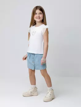 Футболка для девочек CROCKID, К 302637, цвет - белый