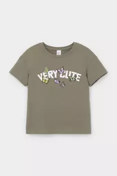 Футболка для девочек CROCKID, КП 302507, цвет - зеленый