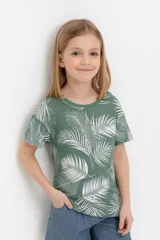 Футболка для девочек CROCKID, КП 302511, цвет - зеленый
