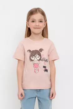 Футболка для девочек CROCKID, КП 302514, цвет - розовый