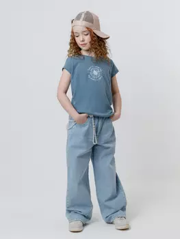 Футболка для девочек CROCKID, КП 302763/1, цвет - голубой