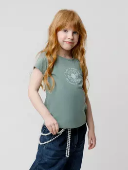 Футболка для девочек CROCKID, КП 302763, цвет - зеленый