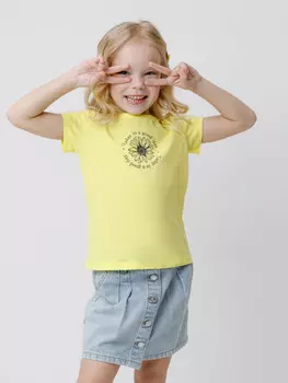 Футболка для девочек CROCKID, КП 302763, цвет - желтый