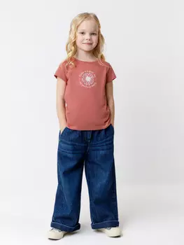 Футболка для девочек CROCKID, КП 302763, цвет - коричневый