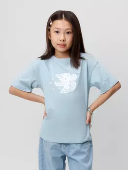 Футболка для девочек CROCKID, КР 301987-1, цвет - голубой