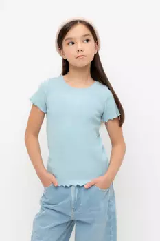 Футболка для девочек CROCKID, КР 301989-1, цвет - голубой