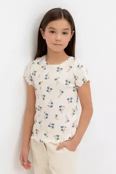 Футболка для девочек CROCKID, КР 301996-1, цвет - светло-бежевый