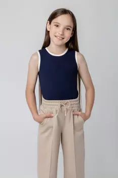 Футболка для девочек CROCKID, КР 302073, цвет - темно-синий