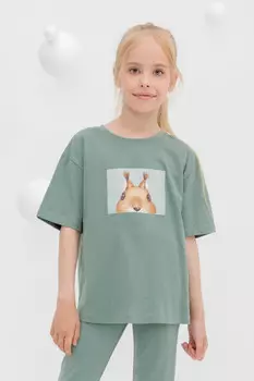 Футболка для девочек CROCKID, КР 302168-1, цвет - зеленый