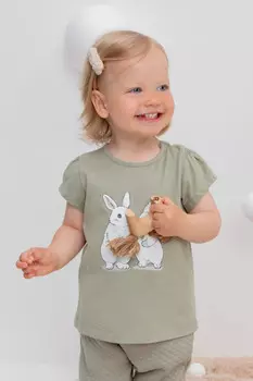 Футболка для девочек CROCKID, КР 302260, цвет - хаки