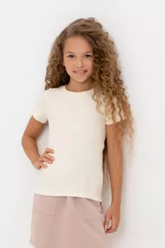 Футболка для девочек CROCKID, КР 302315, цвет - светло-бежевый