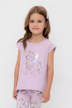 Футболка для девочек CROCKID, КР 302319, цвет - фиолетовый