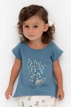 Футболка для девочек CROCKID, КР 302319, цвет - синий