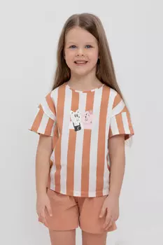 Футболка для девочек CROCKID, КР 302468, цвет - коричневый