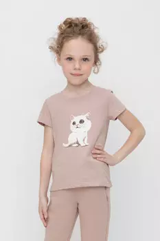 Футболка для девочек CROCKID, КР 302604, цвет - кофейный